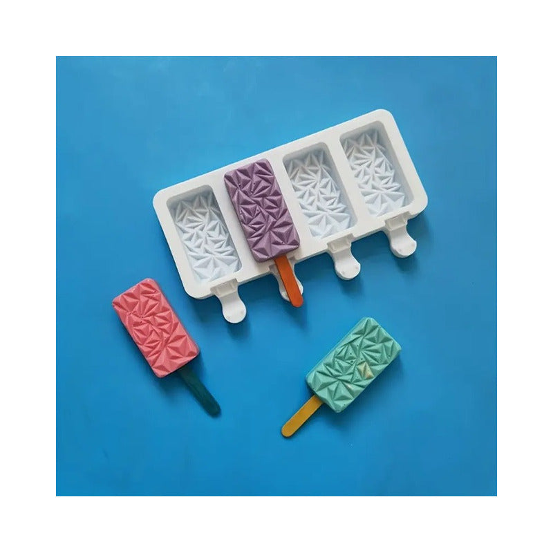 X4 Molde Helados Molde Paletas Moldes De Silicona Reposteria Blanco
