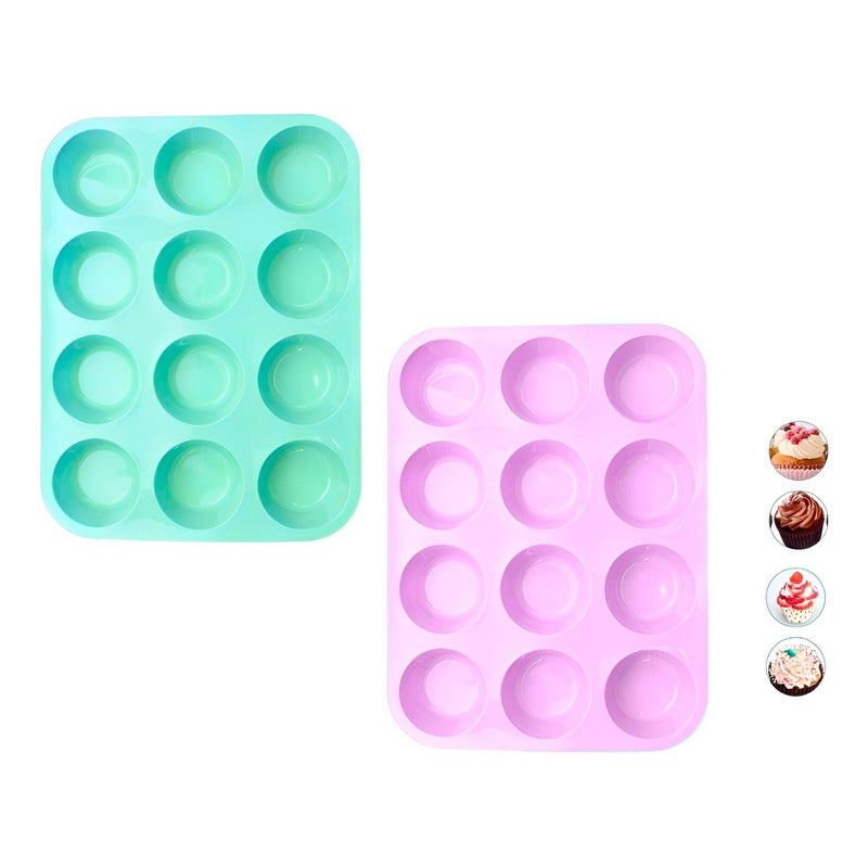 Pack X2 Molde Cupcakes Molde 12 Magdalena Molde Muffin 12 Multicolor