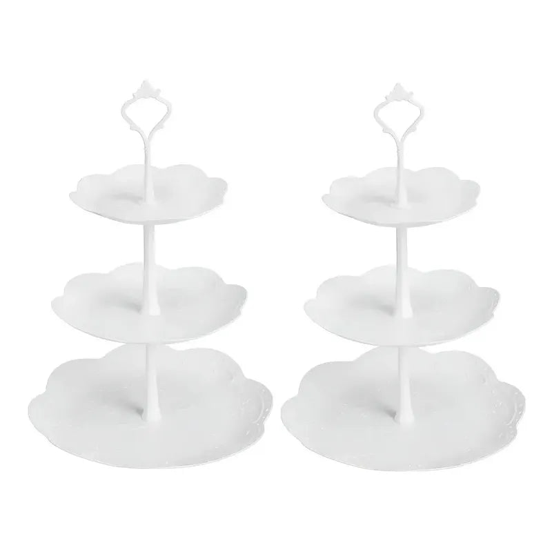 Pack X2 Porta Torta Porta Cupcakes  Torre Porta Cupcake Blanco