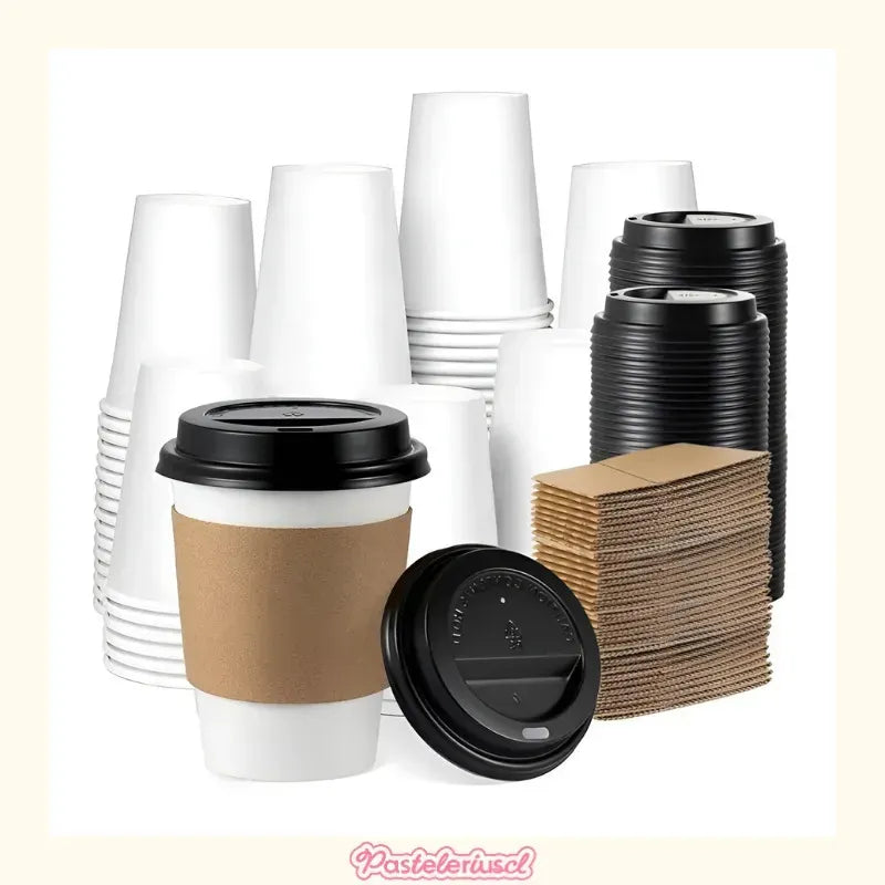 Vaso Cafe Kraft Vasos Polipapel Con Tapa Manga 8oz 50und Para Postre Coffe Desechable Termico Polipapel Vaso Con Tapa Kraft Vaso De Café Polipapel Vaso Desechable Polipapel Pasteleriuscl Blanco