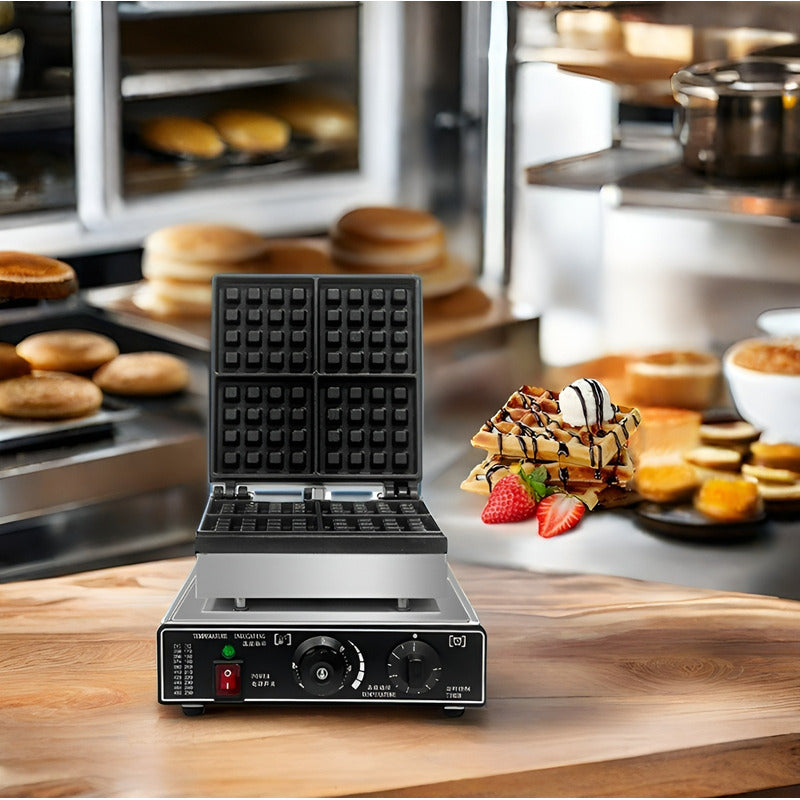 Wafflera Maquina De Waffles Waflera Industrial Wafleras 4cav Plateado