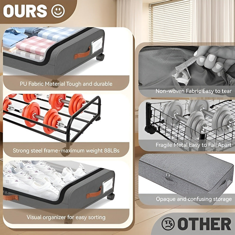 Caja Organizadora Grande Cajas Almacenamiento Cajones 80cm Gris Oscuro Caja Organizadora Grande Con Ruedas