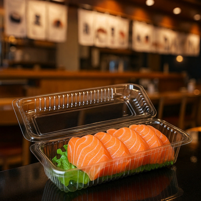 200 Envases Para Sushi Bandeja Plastica Transparente 2 Rolls Transparente/ Envase Para Sushi 2 Rolls