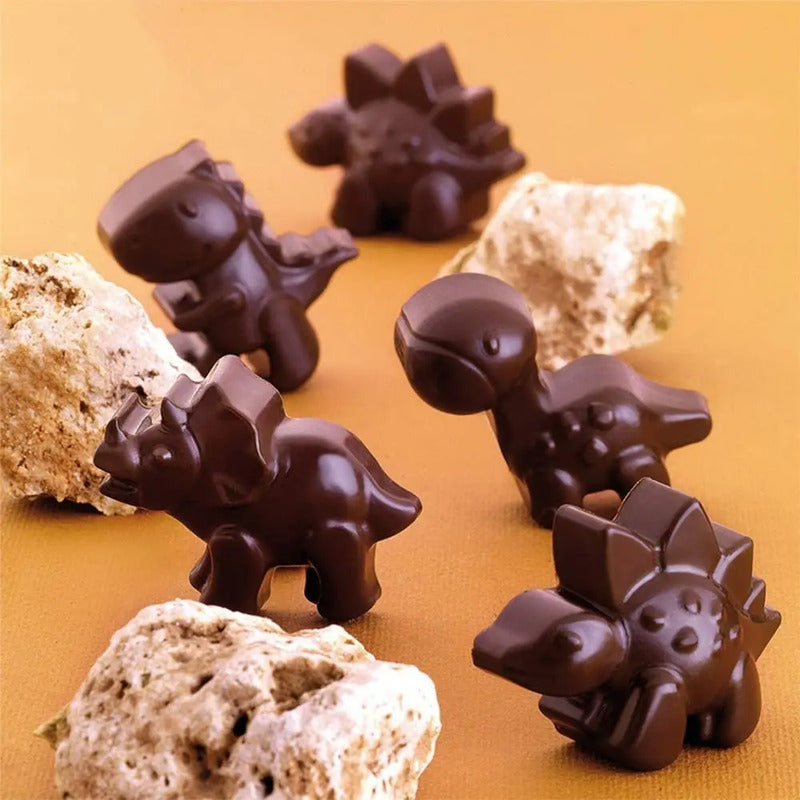 Pack X2 Moldes De Chocolate Dino Molde Chocolate Dinosaurio Bordó