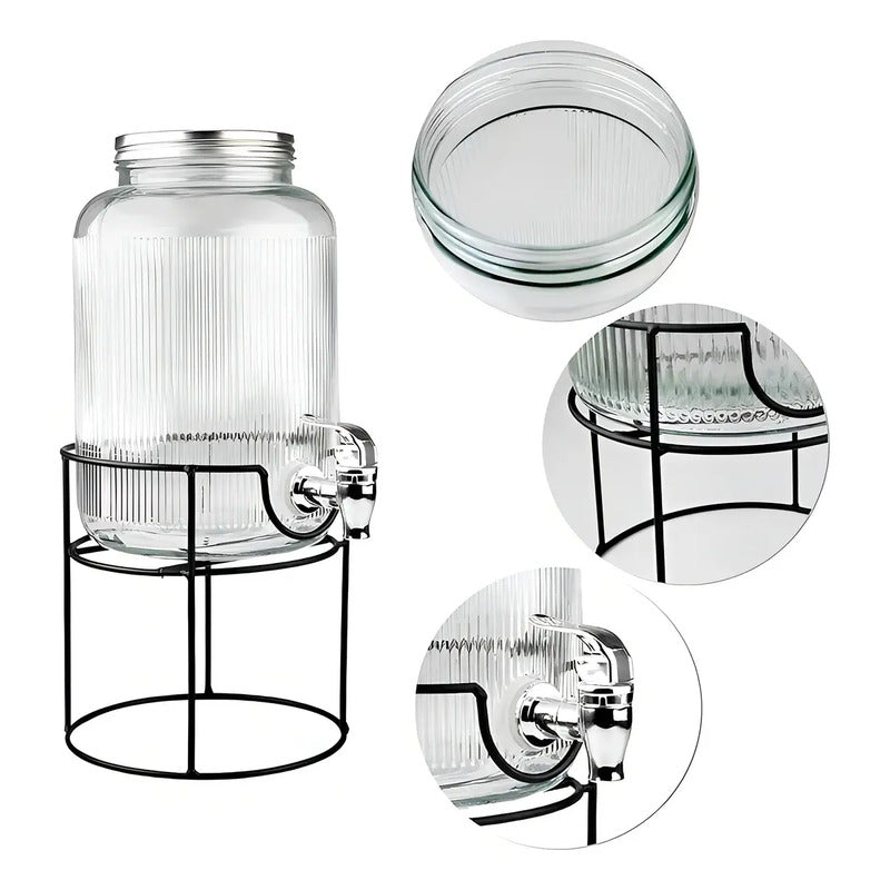 Dispensador De Vidrio Para Jugos Y Bebidas Con Atril 3.8 L