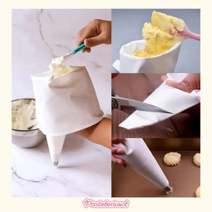 Pack X5 Manga Pastelera Profesional Tela Mangas De Tela 40cm Bolsas De Tela Reutilizables Para Decoración De Pasteles... Blanco