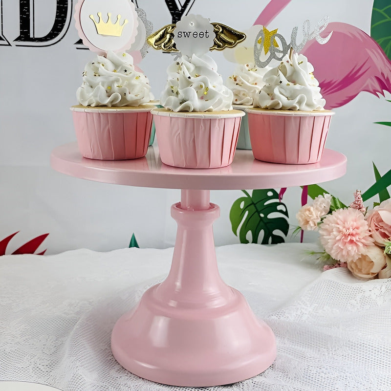 Set 3 Porta Tortas Base Para Tortas Porta Cupcake Exhibicion Rosa