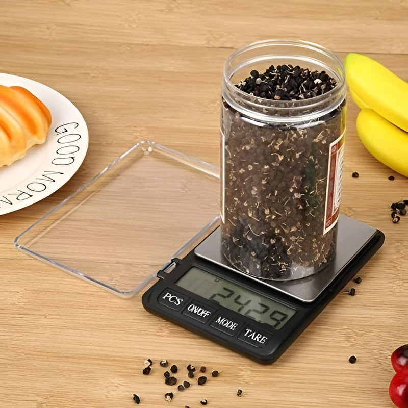 Balanza Digital Bascula Comercial Pesas Digitales 600g/0.01g - Negro