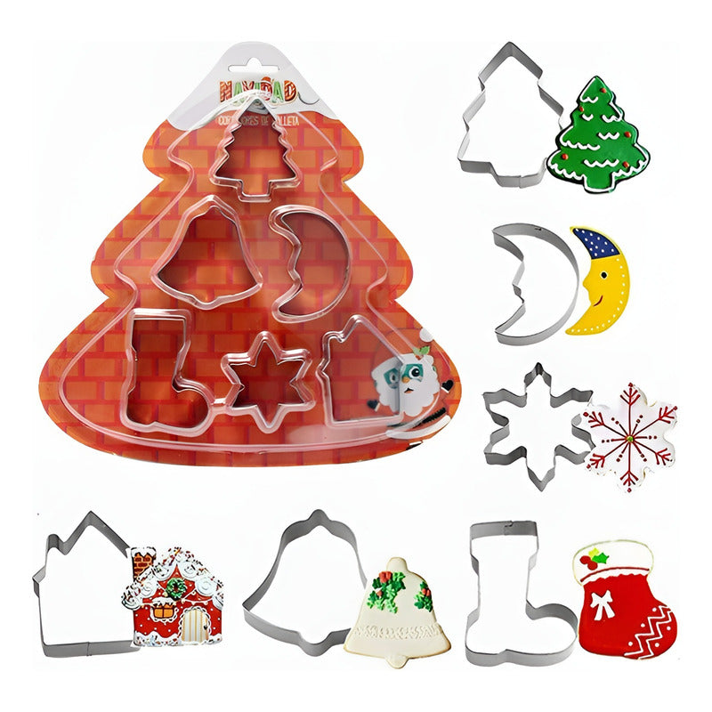Moldes De Galletas Navideñas Cortadores De Galletas 6pcs Plateado / Cortador Galletas 6pcs