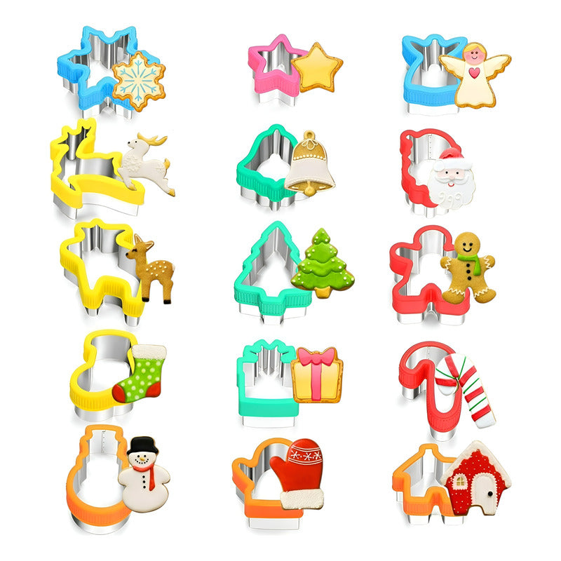 Pack X15 Moldes Para Galletas Navideñas Cortadores Galletas Multicolor
