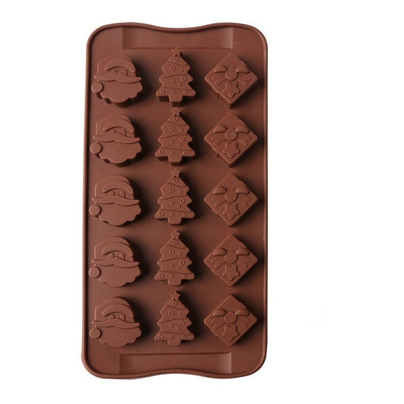 2 Moldes De Chocolate Molde De Silicona Molde De Navidad  Marrón 15cavid: 5arbol, 5 Regalo, 5 Santa