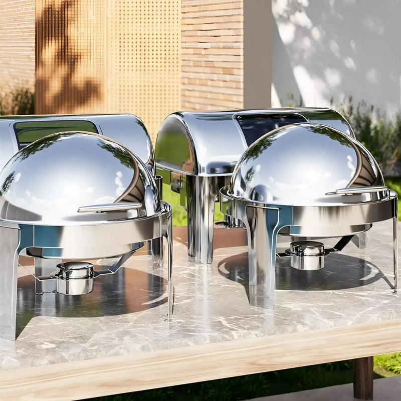 Chafing Dish Chafer Bufetera Buffet Vapor Chafer Redondo 5l Plateado