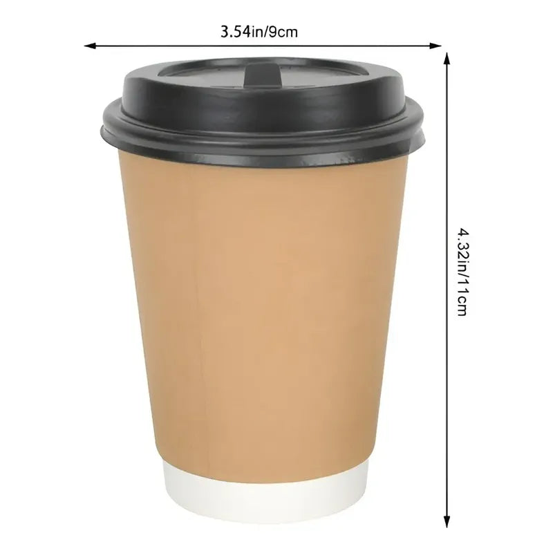 Pack X200 Vaso Desechables Vaso Kraft Doble Pared C/tapa 8oz Color Marrón Claro Vaso Kraft Doble Pared 8oz Vaso Kraft Con Tapa Vaso Kraft Para Cafetería Vaso Kraft Desechable Vasos Cafe Pasteleriuscl