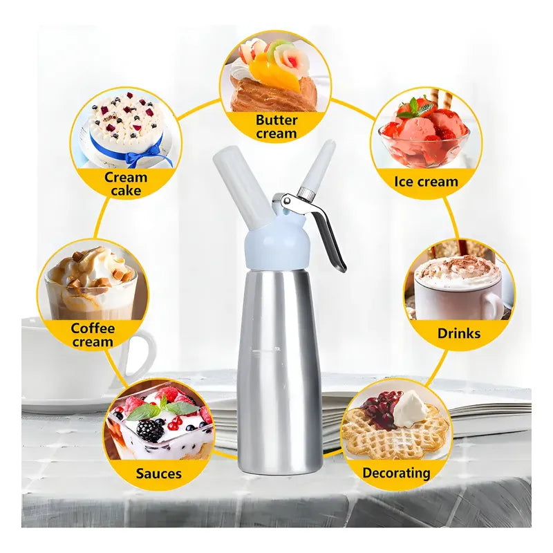 Dispensador De Crema Batida Para Postres 500 Ml Sifon Crema Batida Dispensador Chantilly Sifon De Cocina Dispensador De Crema Batida Sifon Crema Batida Dispensador Chantilly Pasteleriuscl