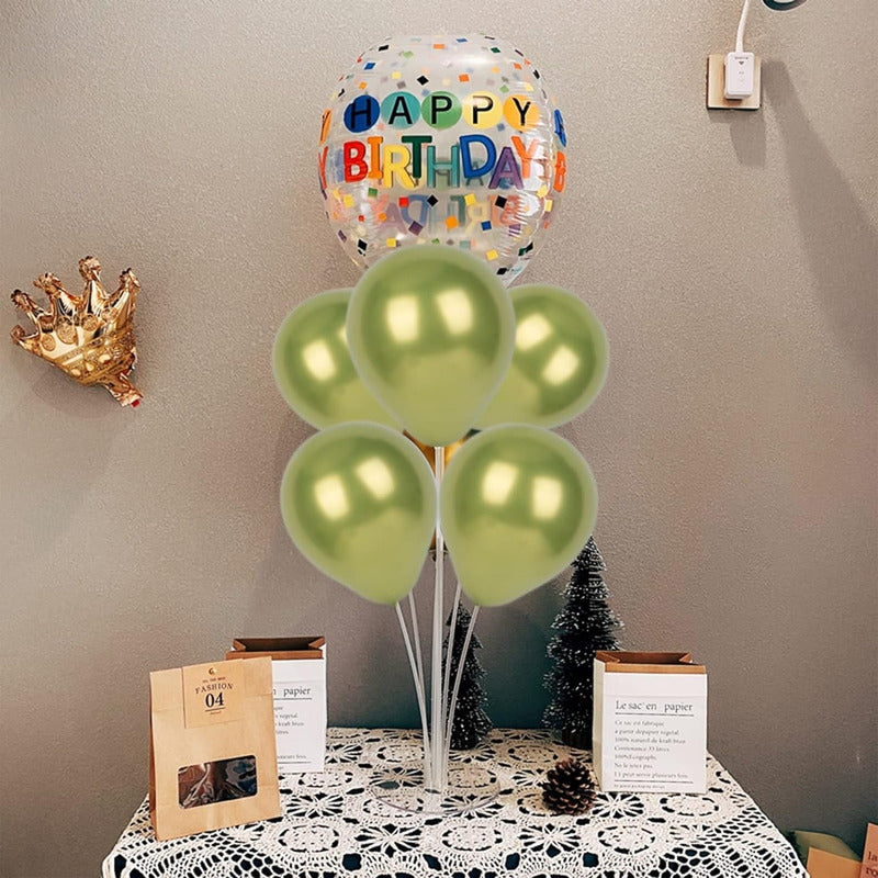 25 Set De Cumpleaños Globos Cromados Globos Cumpleaños 25cm Verde Redondo