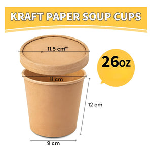 Set X50 Potes Contenedor De Alimentos Pote Kraft C/tapa 26oz