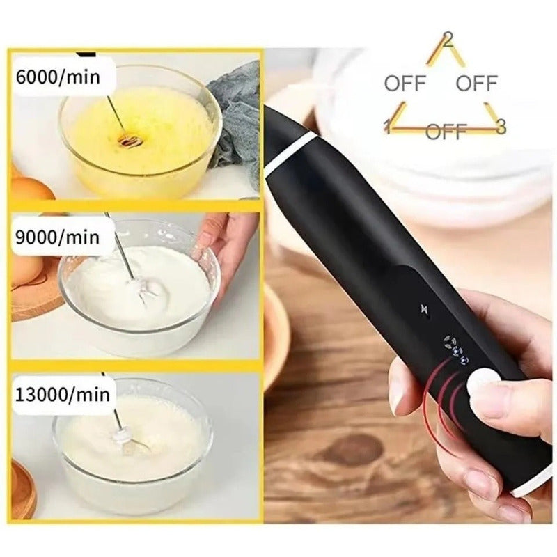 Mini Batidor Eléctrico De Espuma Café Y Leche Batidor Negro