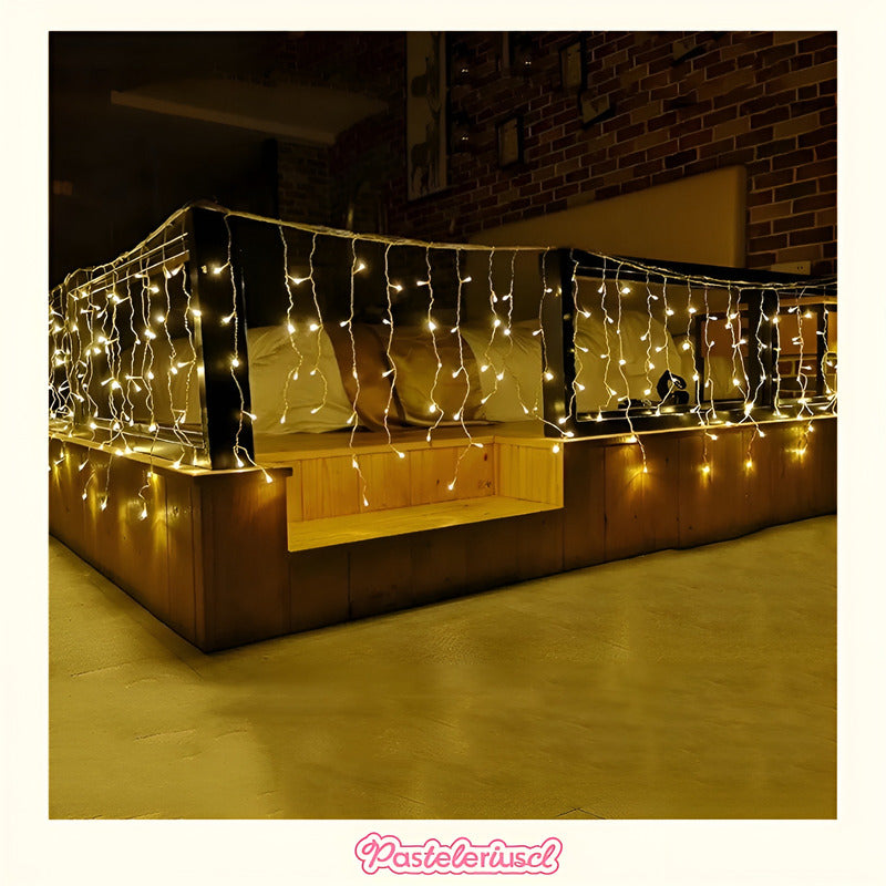 Set X4 Guirnalda De 100 Luces Led Cascadas Luces Exterior Amarillo