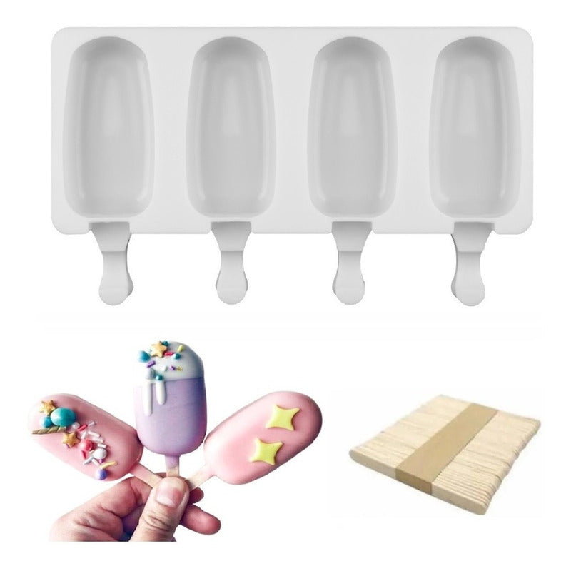 Moldes De Silicona Para Helados Molde Paletas Helado Pale417 Blanco