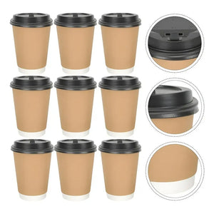 X50 Vaso Cafe Kraft Vasos Desechables Doble Pared C/tapa 8oz Vasos Para Bebidas Calientes Foodtruck Vaso Termicos Desechables Vaso Doble Pared Vaso Cafe Vasos Polipapel Kraft Desechables Pasteleriuscl