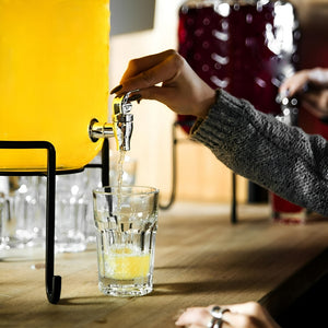 Jarro De Vidrio Dispensador De Bebidas Con Atril Jarros 4l
