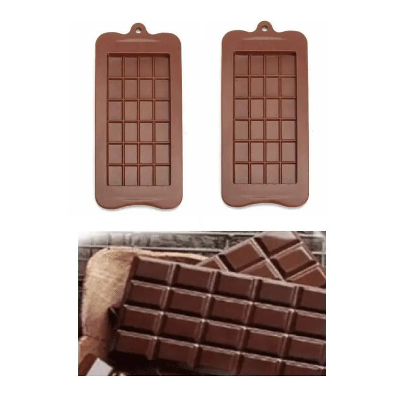 Pack 2 Moldes De Chocolate Molde Barra De Chocolate Silicona Bordó