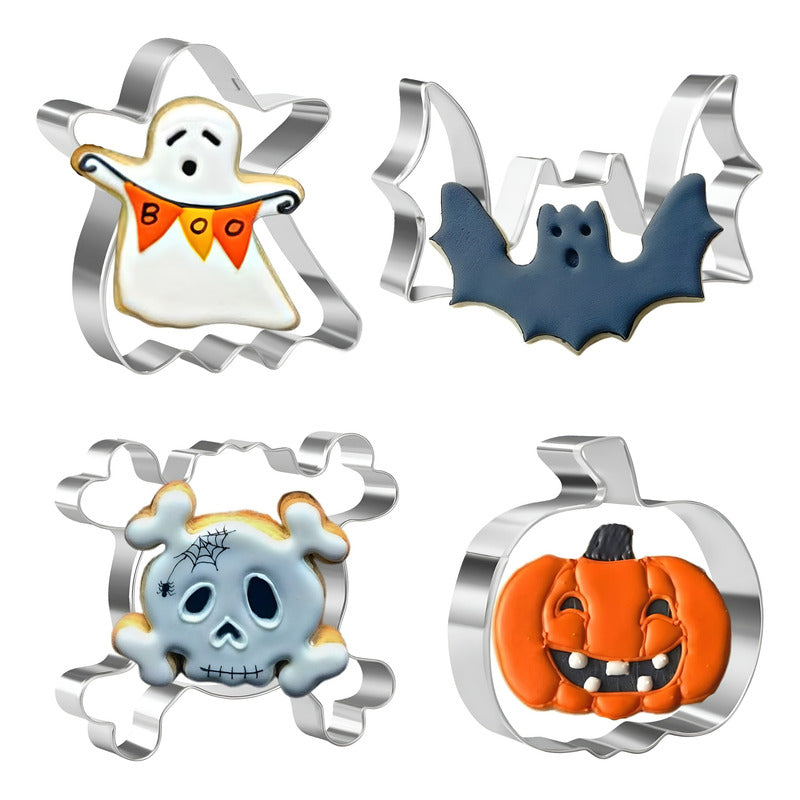 Pack X4 Moldes Galletas Halloween Cortador De Galletas