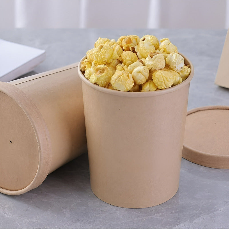 X100 Potes Contenedor De Alimentos Pote Kraft C/tapa 32oz