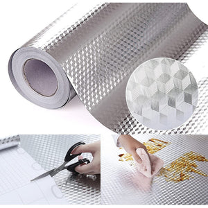 Papel Mural Cocina Papel Aluminio Autoadhesivo Laminas 3mts