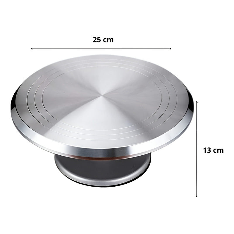 Base Torta Base Giratoria Torta Base De Torta Circular 25cm Plateado