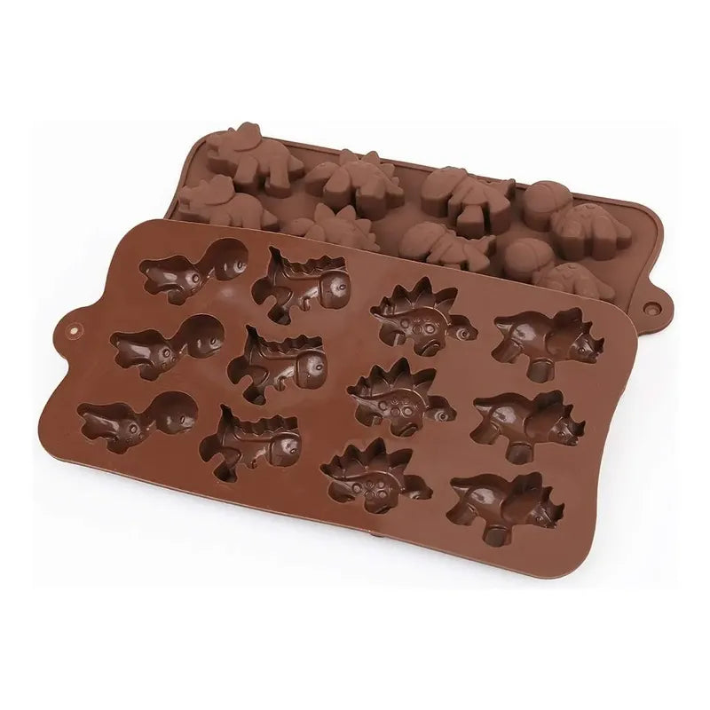 Pack X2 Moldes De Chocolate Dino Molde Chocolate Dinosaurio Bordó