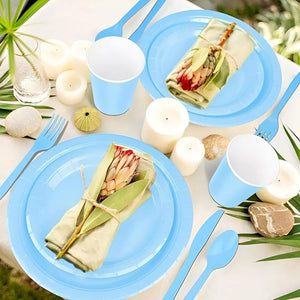 Set Cumpleaños Servilleta Vaso Plato Desechable Celeste 20p