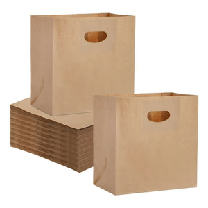 100 Bolsa Papel Bolsas Papel Kraft Bolsa Con Manilla 28x28cm