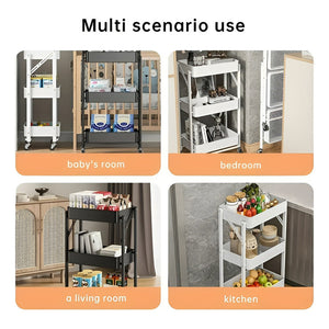 Carro De Almacenamiento Con Ruedas Carrito Multiusos 3niv Blanco