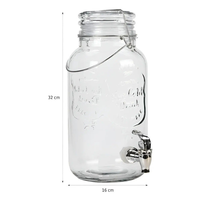 Dispensador De Bebidas Jarro De Vidrio Para Jugos Jarra 3.8l Color Transparente