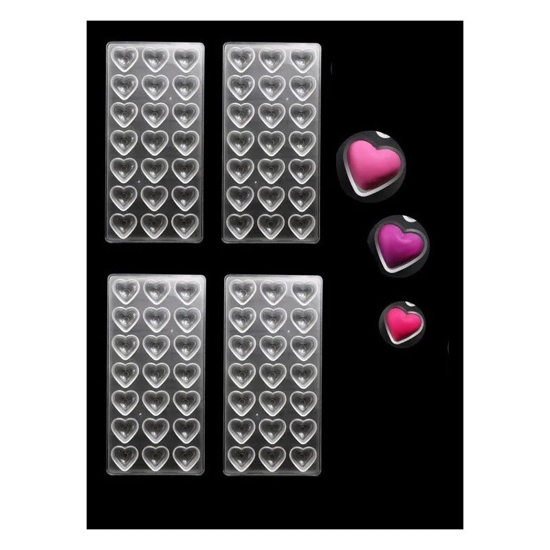 Pack X4 Molde Chocolate Molde De Chocolate Acrilico Corazón Gris