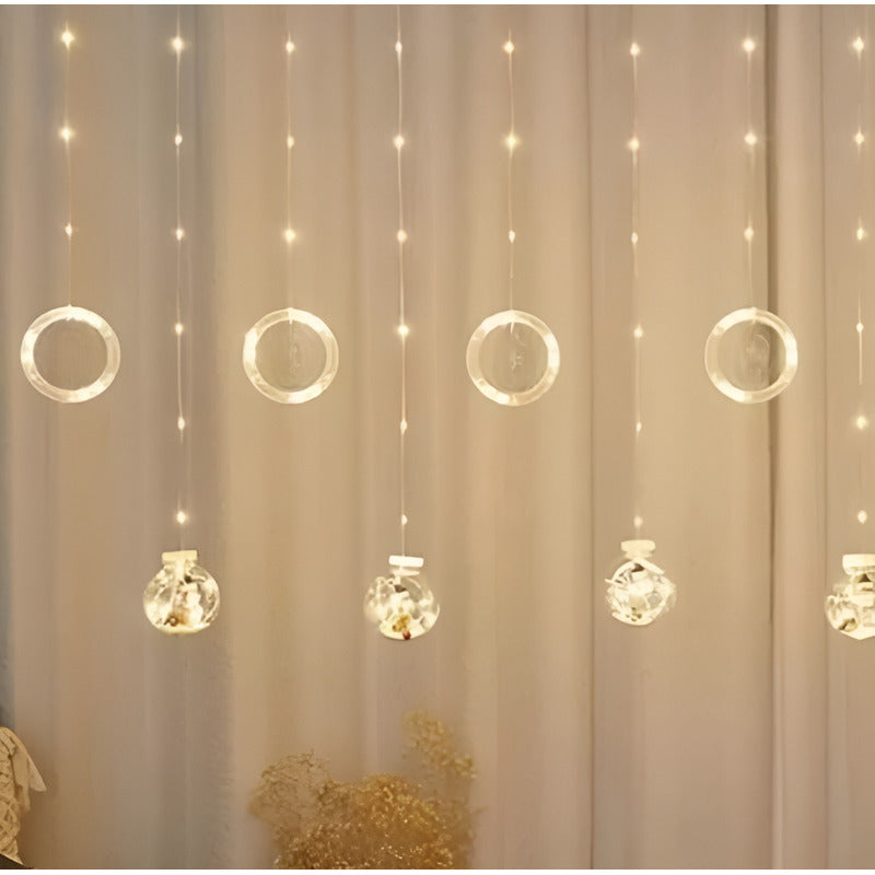 Luces Esferas Navideñas Luces Navidad Cascada Aros Bolas 3m Blanco