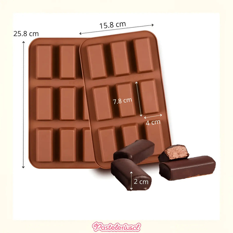 2 Moldes Silicona  Chocolate Molde De Silicona Barra Cereal Bordó