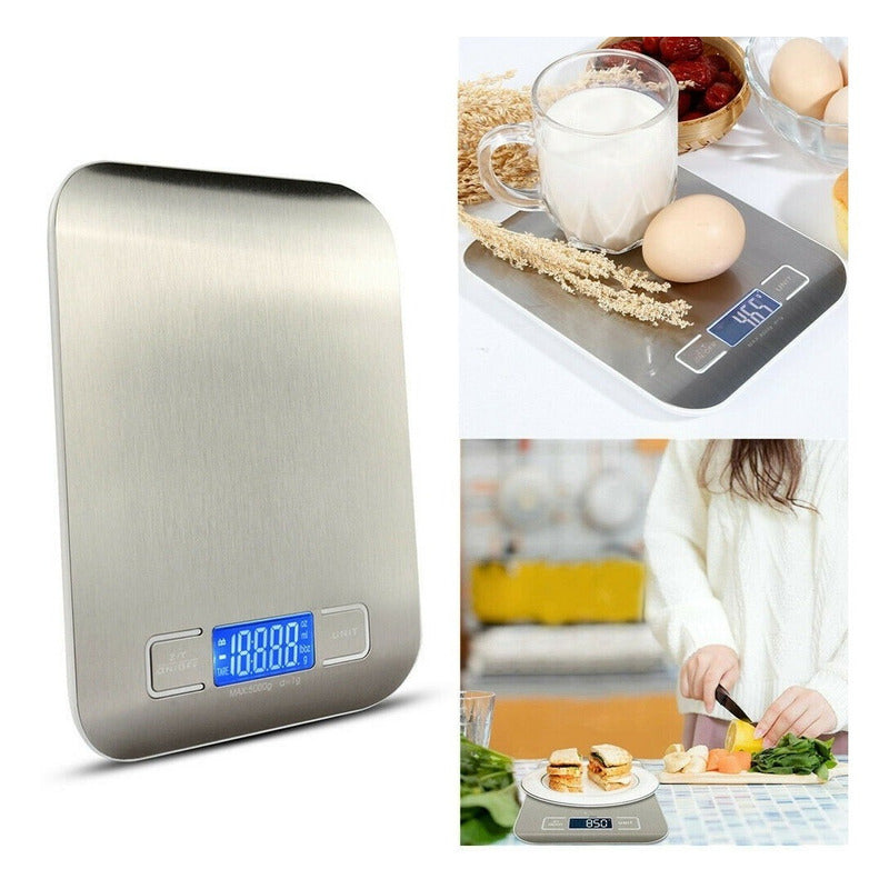 Balanza Digital Multiuso Pesa Digital Bascula Digital 299 Plateado 5 Kg