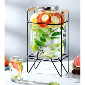 Jarro De Vidrio Dispensador De Bebidas Con Atril Jarro 8l Multicolor