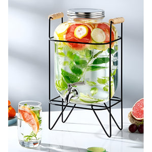 Jarro De Vidrio Dispensador De Bebidas Con Atril Jarro 8l Transparente / Dispensador Bebidas 8l