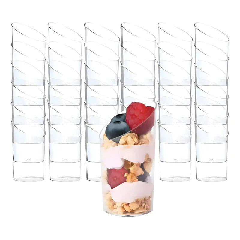 X200 Vasos Plasticos Set De Vasos Shot Postres Pocillo Desechables Pocillos Plásticos Para Postres 60ml Pasteleriuscl Transparente