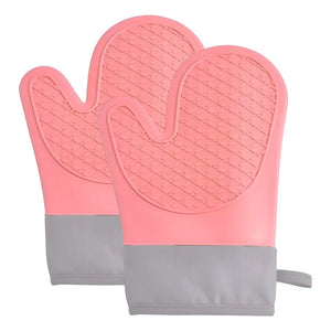 Pack X2 Guantes Silicona Para Horno Toma Olla Guante Cocina  Rosa Guantes Silicona 27cm