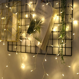 Luces Navidad Cortina Luces Led Cascada Luces Guirnalda 3mts Amarillo