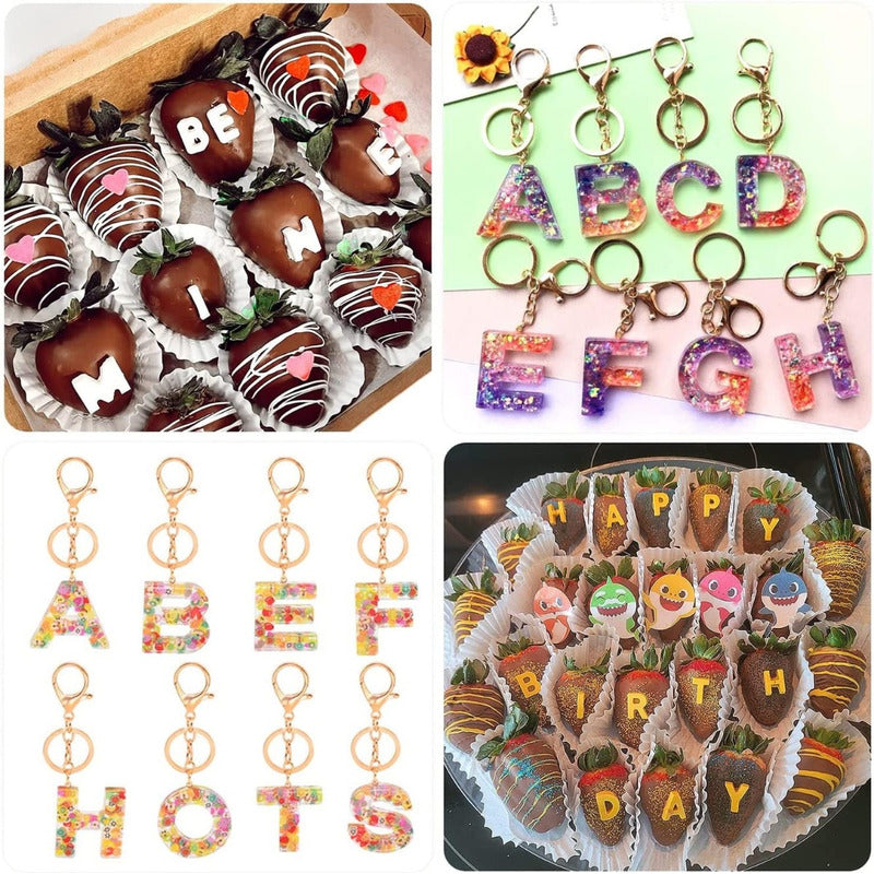 2 Moldes Chocolate Moldes De Silicona Molde Doble Abecedario Marrón Claro