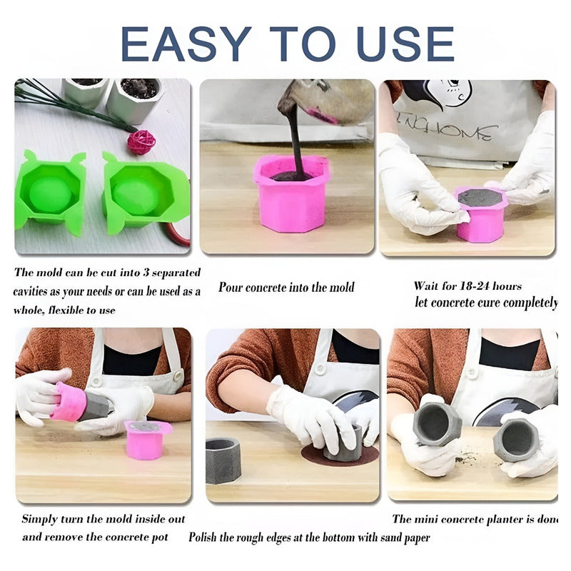 X2 Moldes De Silicona Maceta Molde Para Yeso Molde Para Vela Azul