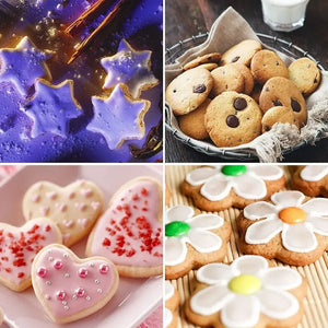 12 Moldes De Galleta Cortador Galletas Moldes Galletas 5867 Gris Claro Flor, Circulo, Estrella, Corazon 5867