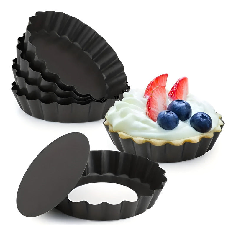 Pack X6 Moldes Tartaleta Desmontable Tarta Individual 13,5cm Gris