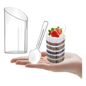 X200 Vasos Postres 60ml + 250 Cucharas Postres Desechables