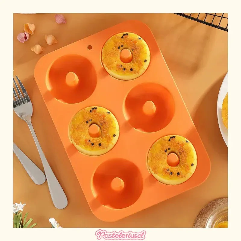 Moldes Silicona Donas Moldes De Silicona Donuts Molde Dona Bandeja De Silicona Apta Para Bagels Moldes Antiadherentes De... Naranja
